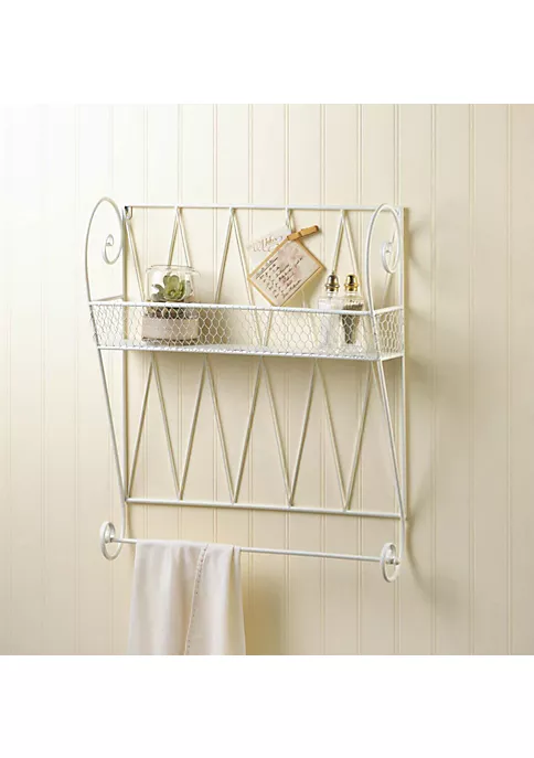 Summerfield Terrace Home Modern Decorative White Wire Wall Shelf 2 Summerfield Terrace Home Modern Decorative White Wire Wall Shelf - Image 2