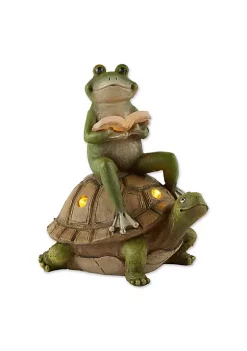 Summerfield Terrace Frog Reading on Turtle Solar Garden Light