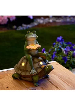 Summerfield Terrace Frog Reading on Turtle Solar Garden Light -Bella-Vita Shoes Shop Belk 1066