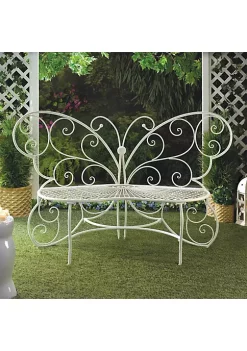 Summerfield Terrace White Butterfly Garden Bench -Bella-Vita Shoes Shop Belk 1159