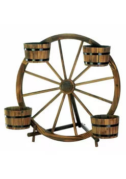 Summerfield Terrace Wagon Wheel Barrel Planter Display