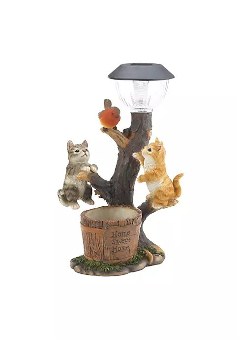 Summerfield Terrace Climbing Cats with Bird Solar Garden Light with Flower Pot 3 Summerfield Terrace Climbing Cats with Bird Solar Garden Light with Flower Pot