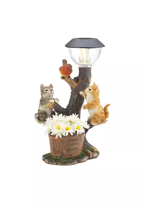 Summerfield Terrace Climbing Cats with Bird Solar Garden Light with Flower Pot 4 Summerfield Terrace Climbing Cats with Bird Solar Garden Light with Flower Pot - Image 2