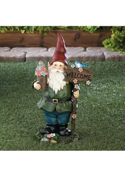 Summerfield Terrace Solar Welcome Gnome with Light-Up Bluebird -Bella-Vita Shoes Shop Belk 1302