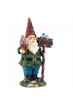Summerfield Terrace Solar Welcome Gnome with Light-Up Bluebird -Bella-Vita Shoes Shop Belk 1303