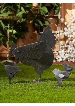 Summerfield Terrace Rusted Metal Hen Family Garden Art -Bella-Vita Shoes Shop Belk 1333