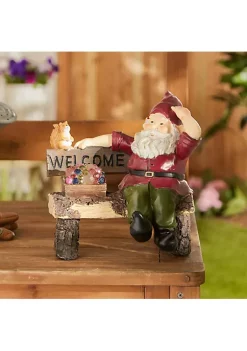 Summerfield Terrace Solar Gnome on Welcome Bench with Light-Up Jewels -Bella-Vita Shoes Shop Belk 1392