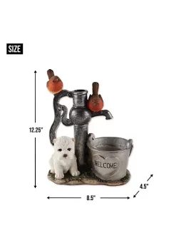 Summerfield Terrace Terrier Puppy with Birds Solar Garden Light with Flower Pot -Bella-Vita Shoes Shop Belk 991