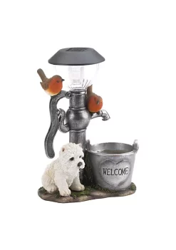 Summerfield Terrace Terrier Puppy with Birds Solar Garden Light with Flower Pot -Bella-Vita Shoes Shop Belk 992